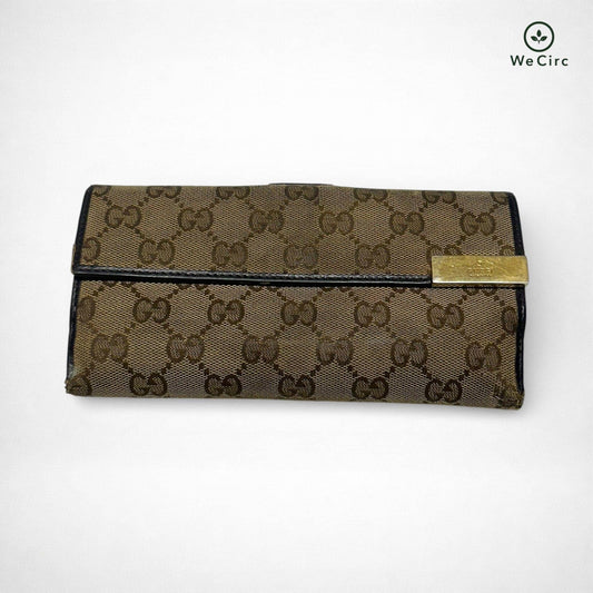 Gucci Long Wallet Canvas Portemonnaie Braun - Hauptansicht